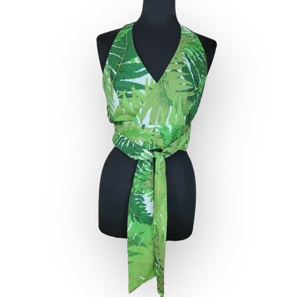 Anthropologie Vanessa Virginia Tropical Palm Leaf Print Halter Top Size 8 - Picture 9 of 9